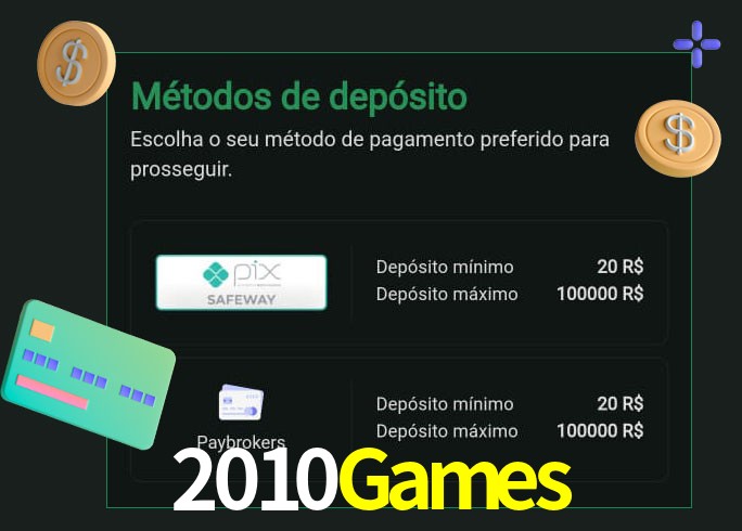 O cassino 2010Games oferece uma grande variedade de métodos de pagamento